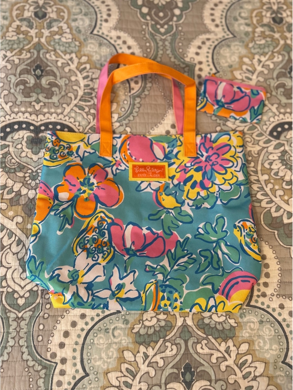 Lilly Pulitzer for Estée Lauder Floral Print Tote Bag with Coin Purse